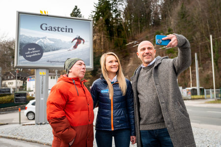 V.l.: Sigi Strasser (Agentur Sistra), Anna Czerny (Marketingleiterin Gasteiner Bergbahnen AG) und Thomas Frauenschuh (EPAMEDIA). © EPAMEDIA
