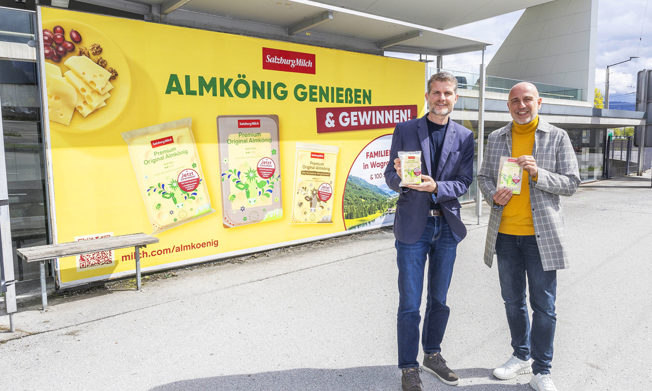 V.l.n.r.: Florian Schwap (Head of Marketing & Innovation SalzburgMilch) und Thomas Frauenschuh (Head of Regional Sales Salzburg EPAMEDIA). © EPAMEDIA