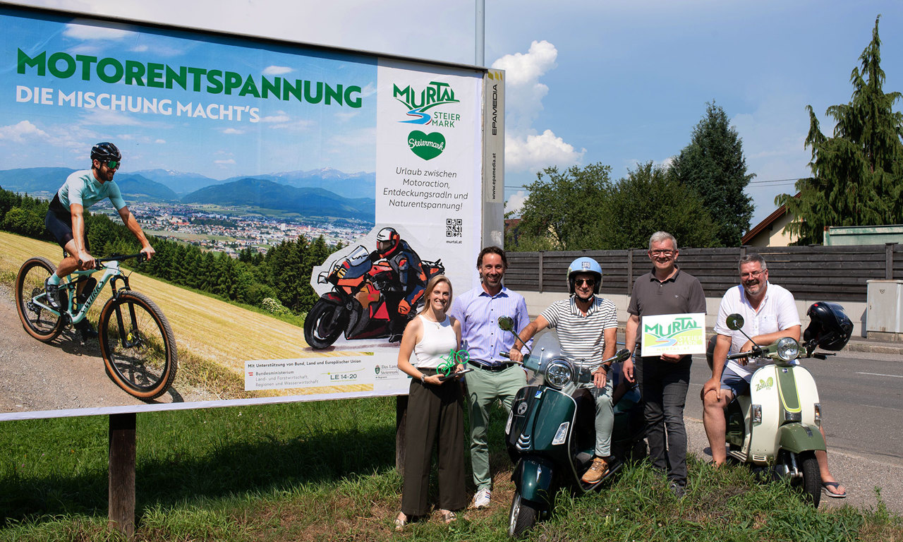 V. l. n. r.:  Isabella Painhapp (Leitung Marketing Erlebnisregion Murtal), Filipp Rothe (Key Account Manager EPAMEDIA), Hannes Herr (Geschäftsführer Erlebnisregion Murtal), Michael Ranzmaier-Hausleitner (Vorsitzender Erlebnisregion Murtal), Bernd Pfandl (Vorsitzender Stellvertreter Erlebnisregion Murtal)